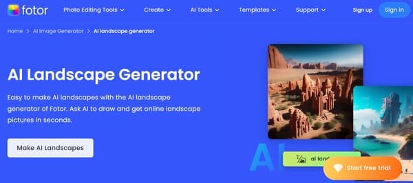 Fotor AI Landscape Generator